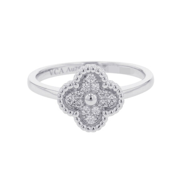 OTHERS Jewelry - Van Cleef & Arpels Sweet Alhambra Ring, 12 diamonds totaling 0.08ct, 18K Whit...